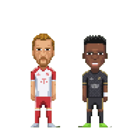 Pixel art de dos futbolistas